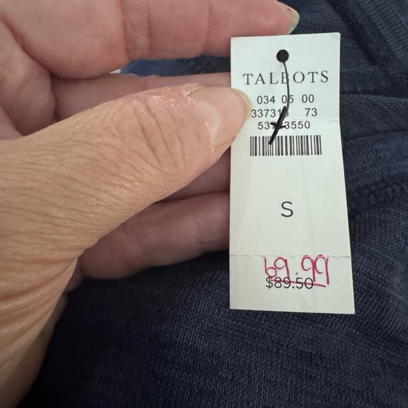 NWT T By Talbots Wide Leg Jumpsuit Women Small Blue V-Neck Pockets Crop Stretch - Picture 7 of 8